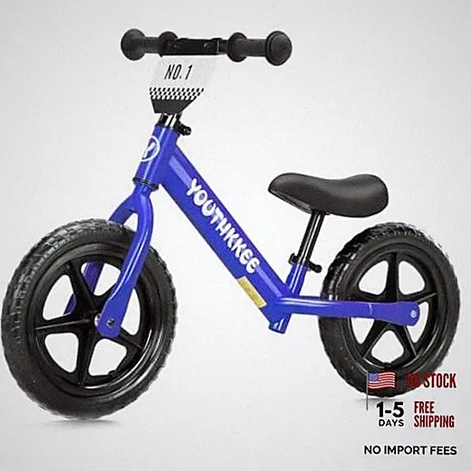 12 Inch Toddler Balance Bike for 1-3 Year Olds, No-Pedal Bike with Tool KC Blue