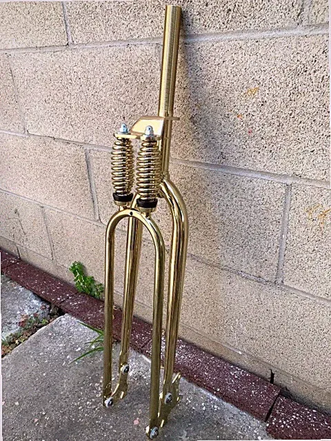 26" Gold Bicycle Heavy Duty Dual Springer Fork Disc Tab 1" Threaded Cruiser Bike