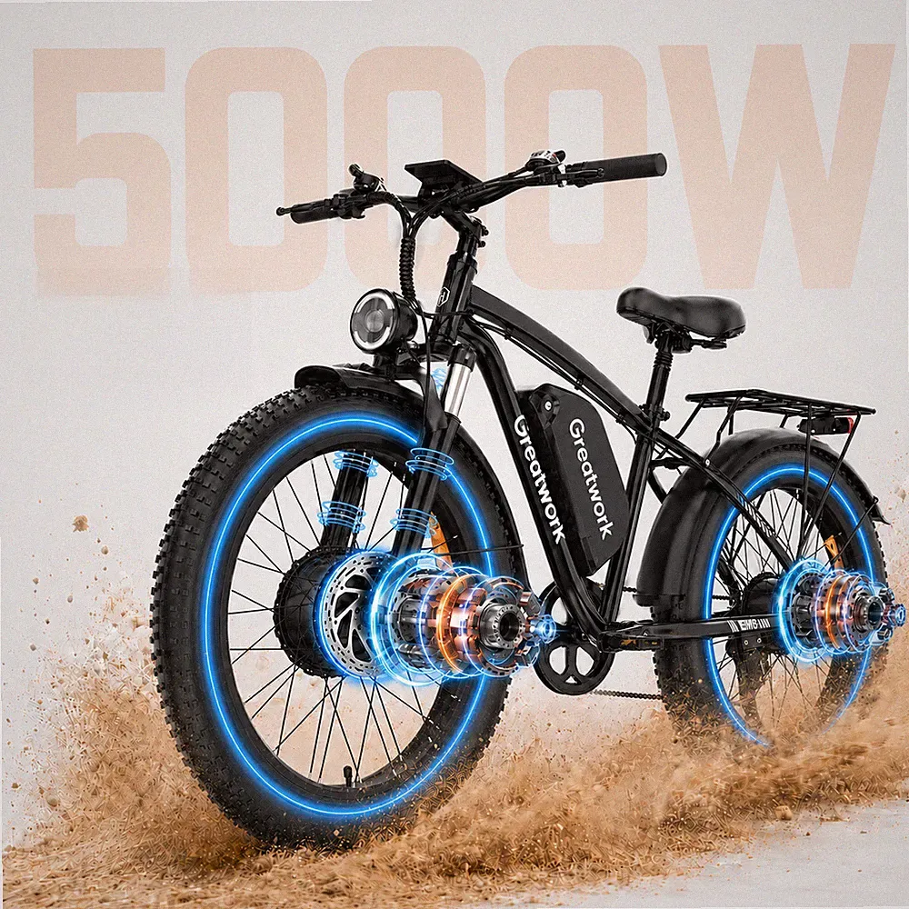 5000W DUAL MOTOR Electric Bike for Adults 26" AWD 45MPH E-Bike Mountain Bicycle