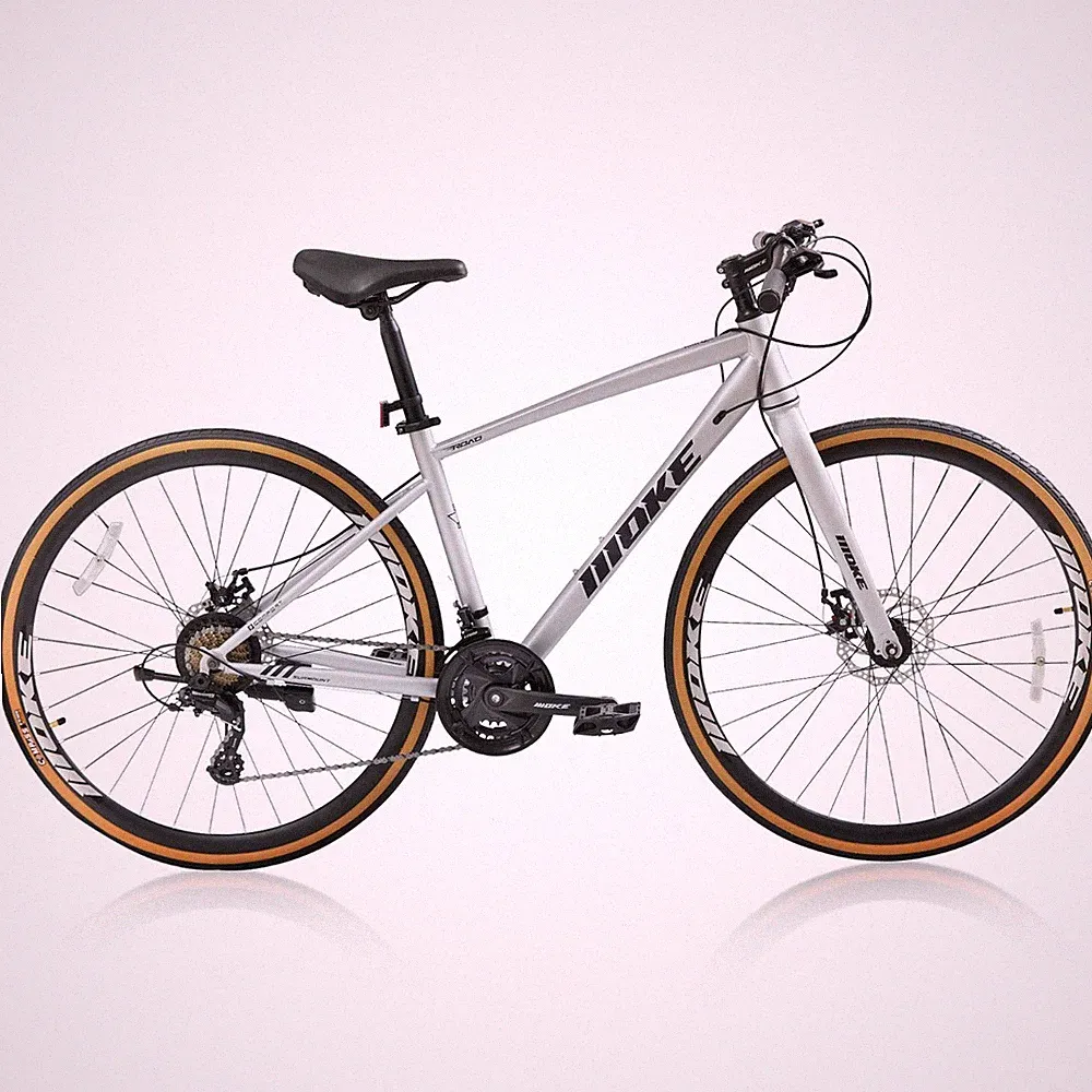 700C 21/24 Speed Hybrid Bike Dual Disc Brake Lightweight Commuter Bicycle Adult