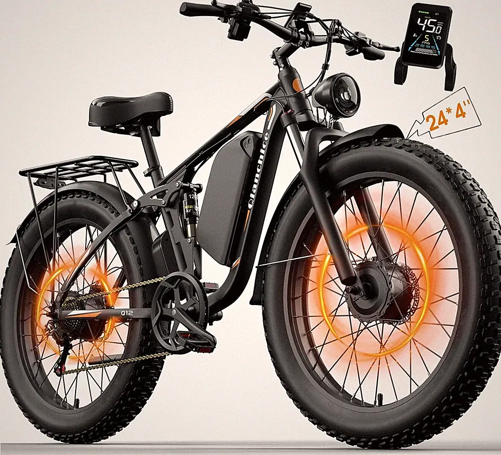 9000W 52V36AH Dual Motor Electric Bike 24IN Tire Electric Bicycle for Adults