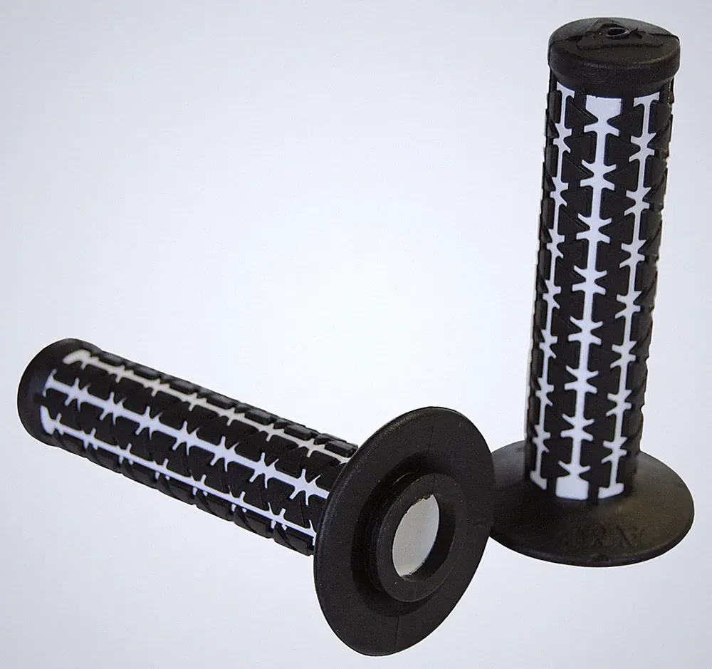 AME Dual old school BMX Duals bicycle grips - BLACK over WHITE