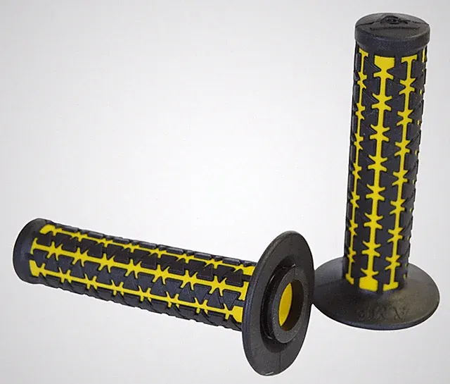 AME Dual old school BMX Duals bicycle grips - BLACK over YELLOW