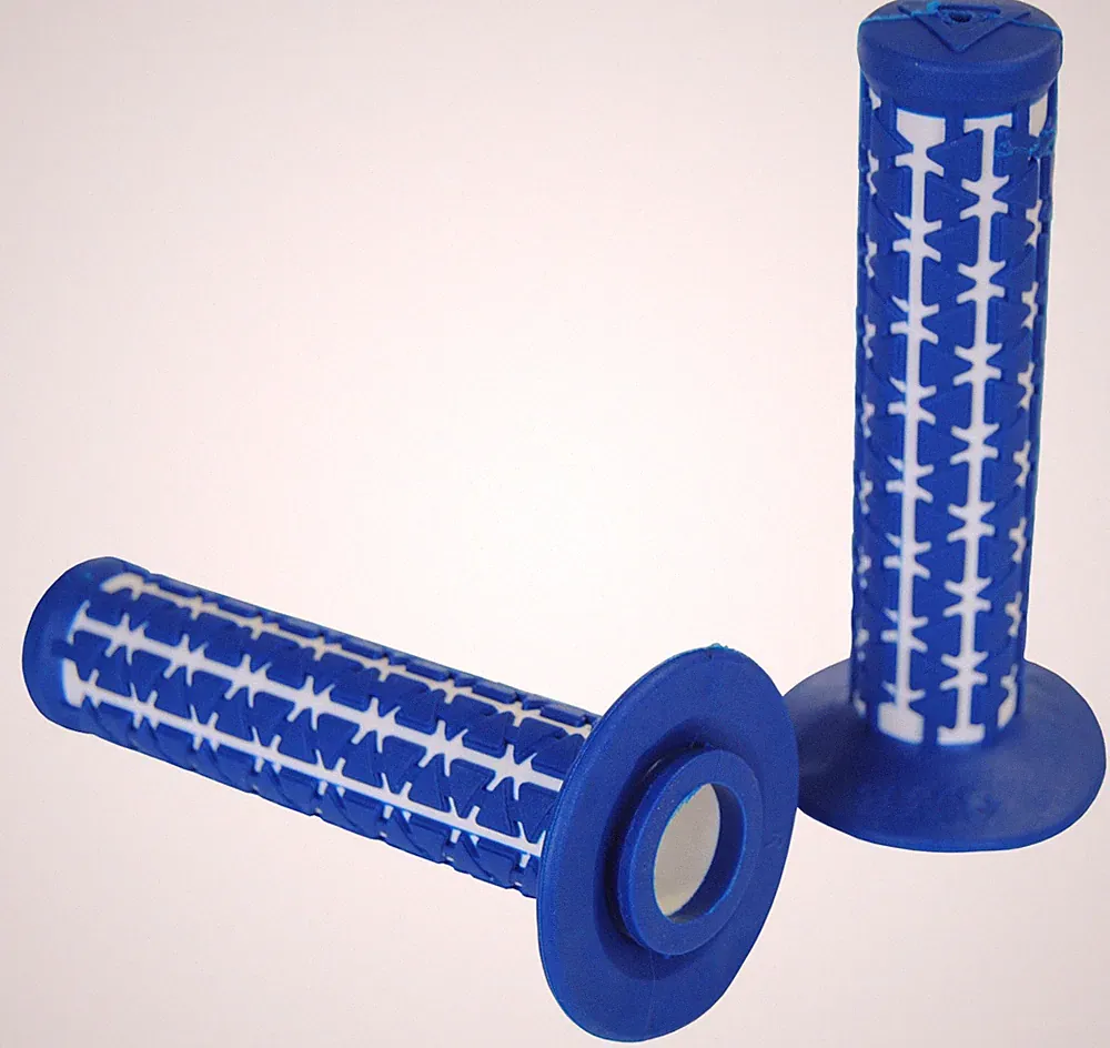 AME Dual old school BMX Duals bicycle grips - BLUE over WHITE