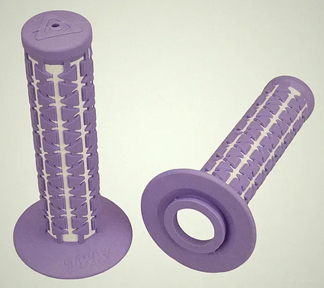 AME Dual old school BMX Duals bicycle grips - LAVENDER over WHITE