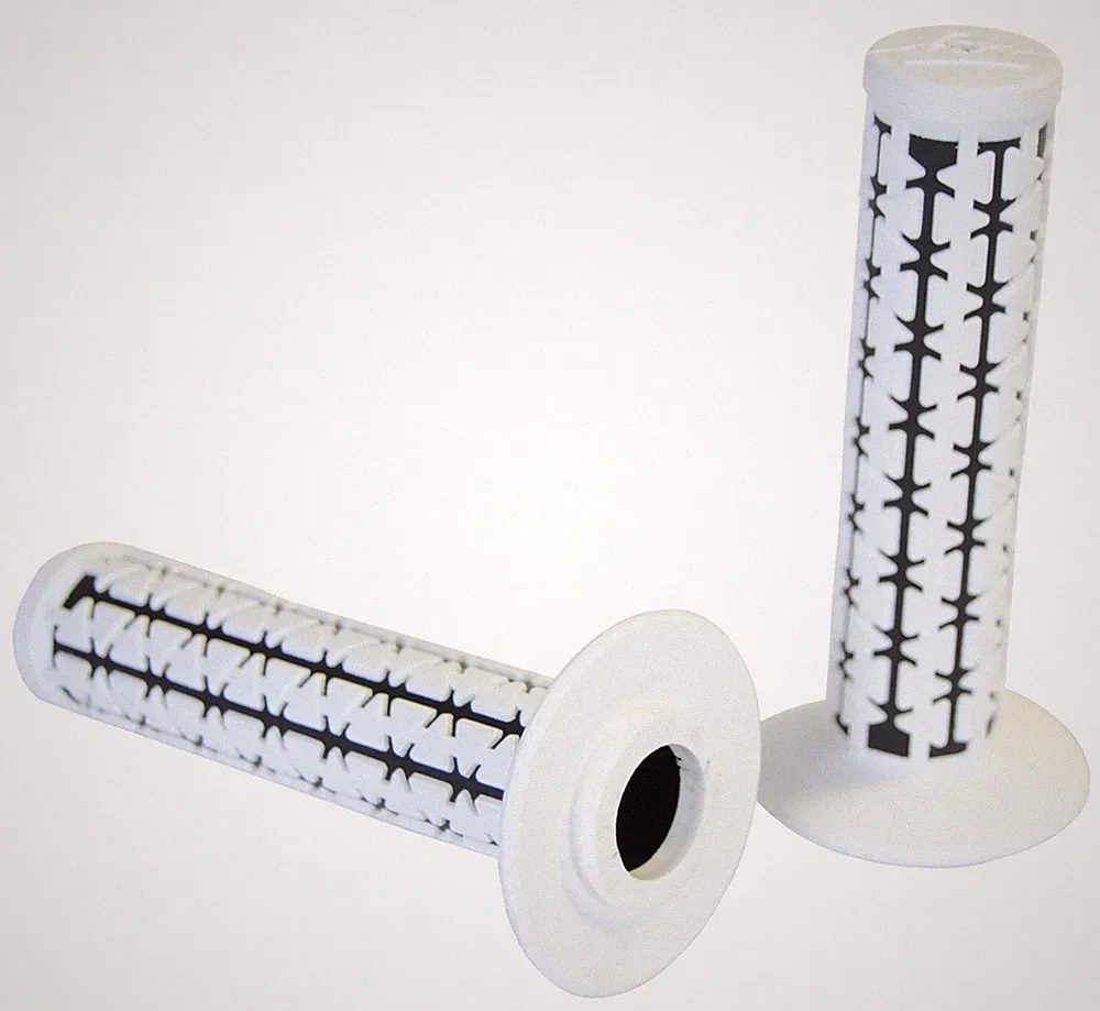 AME Dual old school BMX Duals bicycle grips - WHITE over BLACK