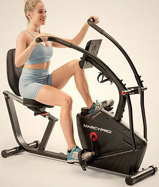 Dual Action Recumbent Exercise Bike with Arm Exercisers for Home Fitness