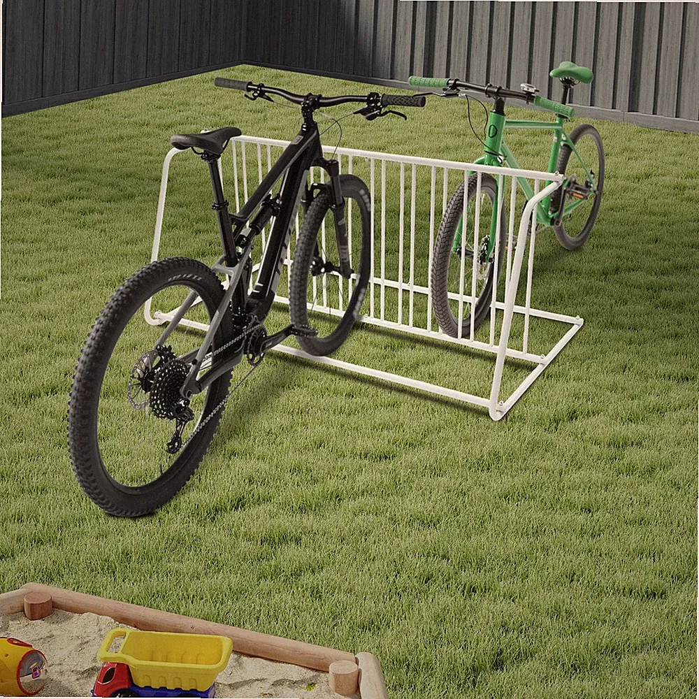 Dual Sided Bicycle Storage Stand Commercial Floor Bike Rack Stand White Durable