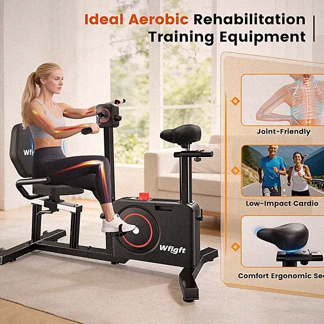 Home Recumbent Exercise Bike Stationary Bike Upright Bike with Arm Leg Exerciser