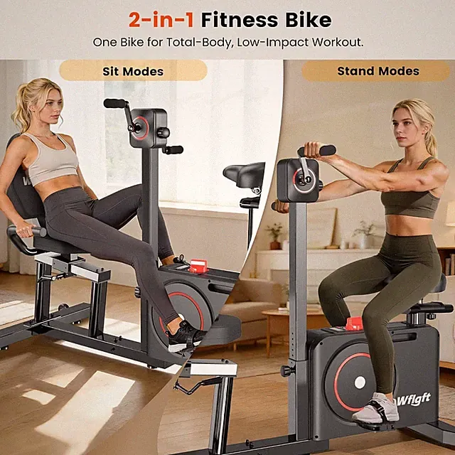 Recumbent Exercise Bike Home Dual Mode Sit & Upright Bike Stationary Bike Indoor