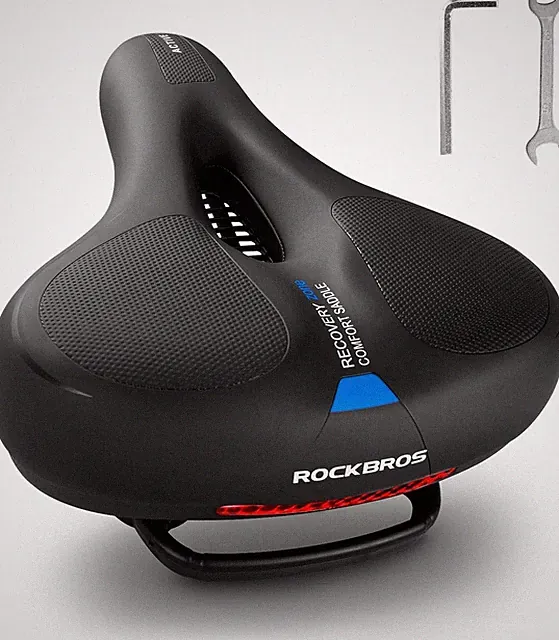 ROCKBROS Bike Seat Cushion w/Handle&Dual Shock Absorbing Ball Memory Foam Saddle