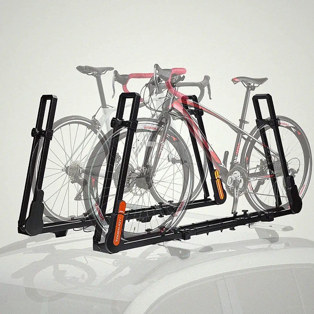 TOOENJOY 2PCS Roof Bicycle Car Rack,Bike Rooftop Mount Rack w/Dual Load Arm