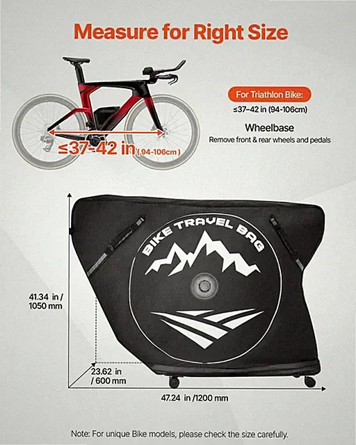 Triathlon Bike Travel Bag Bicycle Carry Case TSA Lock Dual Zipper 42in