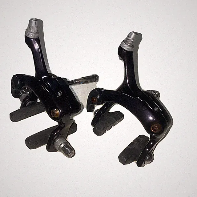 Unbranded black dual pivot Road Bicycle brake calipers pair (2) Front Rear Pads