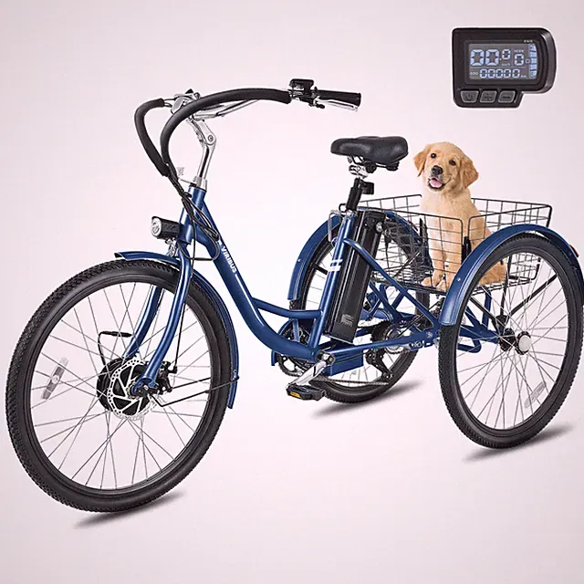 VIRIBUS 24"/26'' Electric Adult Tricycle 7 Speed Trike w/350W Motor Dual Chains