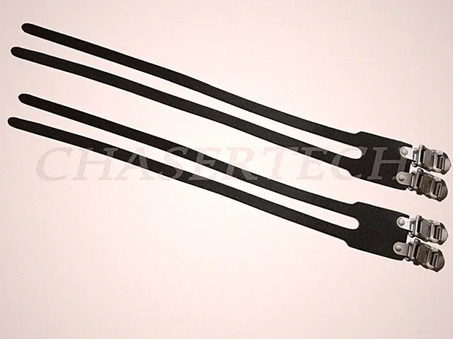 Wellgo MTB Road Touring Bike Double Leather Pedal Toe Straps Black 1 Pair